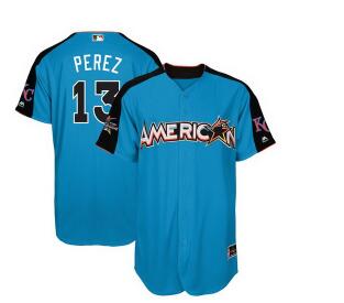 Men's American League Kansas City Royals #13 Salvador Perez Majestic Blue 2017 MLB All-Star Game Home Run Derby Player Jersey