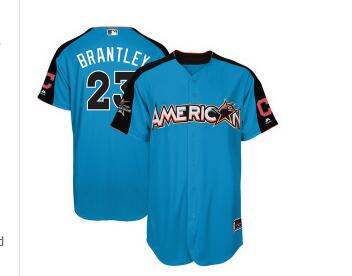 Men's American League Cleveland Indians #23 Michael Brantley Majestic Blue 2017 MLB All-Star Game Authentic Home Run Derby Jersey