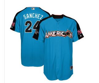 Men's American League New York Yankees #24 Gary Sanchez Majestic Blue 2017 MLB All-Star Game Authentic Home Run Derby Jersey