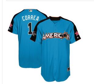 Men's American League Houston Astros #1 Carlos Correa Majestic Blue 2017 MLB All-Star Game Authentic Home Run Derby Jersey