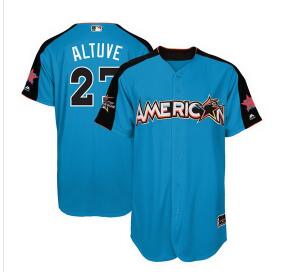 Men's American League Houston Astros #27 Jose Altuve Majestic Blue 2017 MLB All-Star Game Authentic Home Run Derby Jersey
