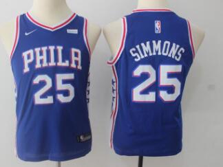 Kids Philadelphia76ers #25 Ben Simmons Nike Blue Revolution 30 Swingman Basketball Jersey