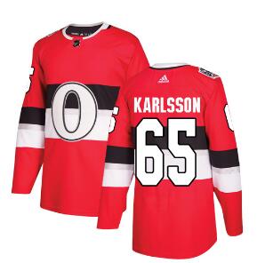 Adidas Senators #65 Erik Karlsson Red Authentic 2017 100 Classic Stitched NHL Jersey