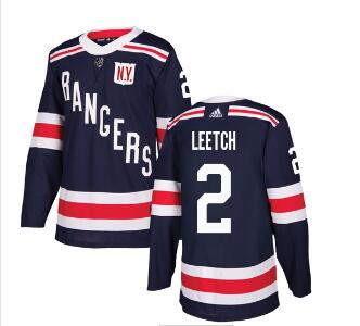Custom Adidas Rangers #2 Brian Leetch Navy Blue Authentic 2018 Winter Classic Stitched NHL Jersey