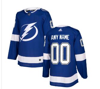 Custom Men's Tampa Bay Lightning Blue Stitched NHL 2017-2018 adidas Hockey Jersey