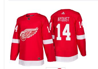 Men's Detroit Red Wings #14 Gustav Nyquist Red Home 2017-2018 adidas Hockey Stitched NHL Jersey