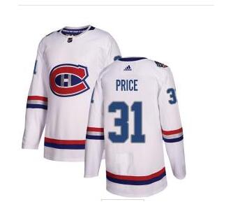Adidas Canadiens #31 Carey Price White Authentic 2017 100 Classic Stitched NHL Jersey