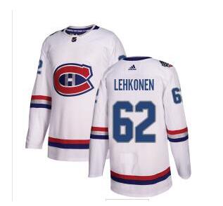 Adidas Canadiens #62 Artturi Lehkonen White Authentic 2017 100 Classic Stitched NHL Jersey