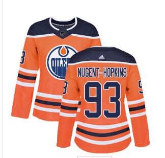 Adidas Edmonton Oilers #93 Ryan Nugent-Hopkins Orange Home  Women's Stitched NHL Jersey