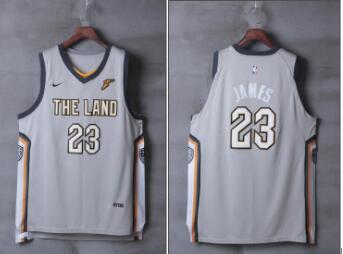 New Nike the land #23 LeBron James Royal black Fadeaway 2017-2018 Nike City Style Stitched NBA Jersey