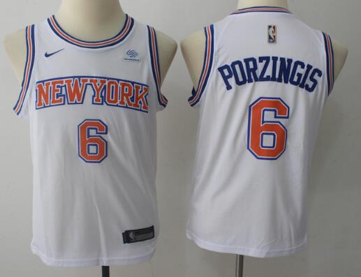 Youth/ kids Nike  New York Knicks 6 Kristaps Porzingis blue NBA basketball Jerseys white
