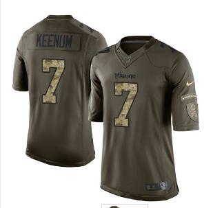 Nike Minnesota Vikings #7 Case Keenum Limited Green Salute to Service NFL Jersey