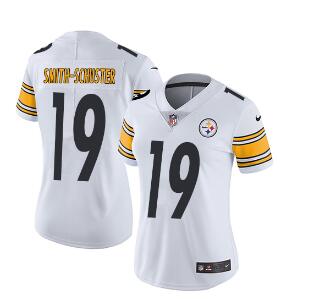 Women's Nike Steelers #19 JuJu Smith-Schuster White Stitched NFL Vapor Untouchable Limited Jersey