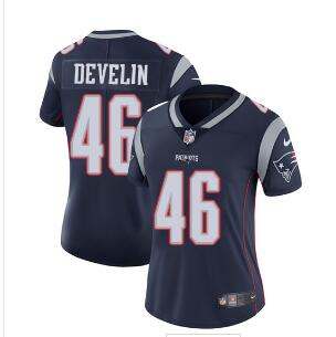 Women's Nike New England Patriots #46 James Develin Navy Blue Team Color Stitched NFL Vapor Untouchable Limited Jersey