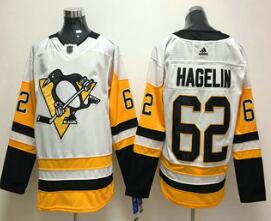 Men's Pittsburgh Penguins #62 Carl Hagelin White 2017-2018 Hockey Stitched NHL Jersey