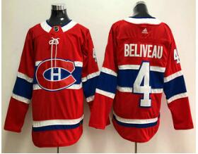 Men's Montreal Canadiens #4 Jean Beliveau Red 2017-2018 Hockey Stitched NHL Jersey