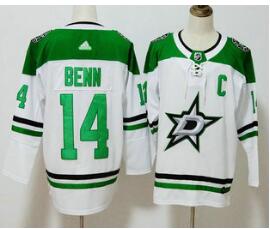 Men's Dallas Stars #14 Jamie Benn White C Patch 2017-2018 Hockey Stitched NHL Jersey