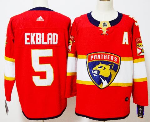 Adidas Panthers #5 Aaron Ekblad Red Home Men Stitched NHL Jersey