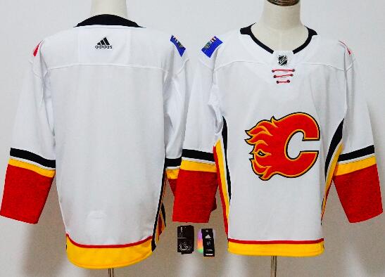 2017-2018 Men New Adidas Calgary Flames  Blank White nhl Hockey jersey