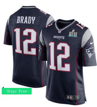 Men's New England Patriots Tom Brady Nike Navy Super Bowl LII Bound Game Jersey