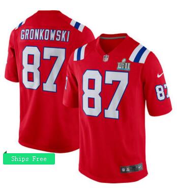 Men's New England Patriots Rob Gronkowski Nike Red Super Bowl LII Bound Game Jersey