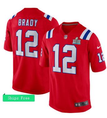 Men's New England Patriots Tom Brady Nike Red Super Bowl LII Bound Game Jersey