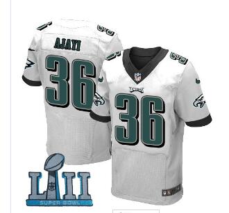 Nike Philadelphia Eagles #36 Jay Ajayi White 2018 Super Bowl LII Elite Jersey