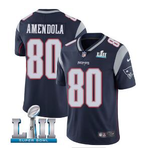 Men's Nike Patriots #80 Danny Amendola Navy Blue Team Color Super Bowl LII Stitched NFL Vapor Untouchable Limited Jersey