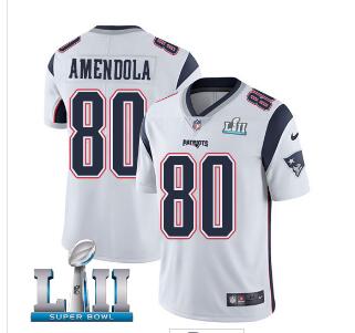 Men's Nike Patriots #80 Danny Amendola White Super Bowl LII Stitched NFL Vapor Untouchable Limited Jersey