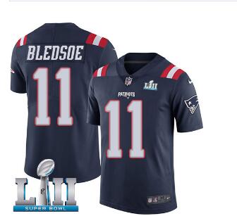 Men's Nike Patriots #11 Julian Edelman Navy Blue Super Bowl LII Stitched NFL Limited Rush Jersey