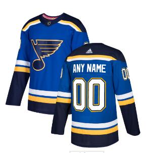 Custom Men's Adidas St. Louis Blues Blue 2017-2018 Hockey Stitched NHL Jersey