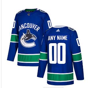 Custom Men's Adidas Vancouver Canucks Blue Home Authentic Stitched NHL Jersey