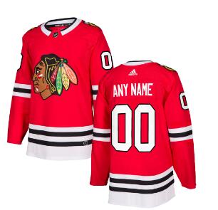 Custom Men's Adidas Chicago Blackhawks Red Home Authentic Stitched NHL Jersey