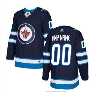 Custom Men's Adidas Winnipeg Jets 2017-2018 Hockey Blue Stitched NHL Jersey