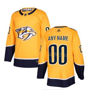 Custom Men's Nashville Predators Yellow 2017-2018 adidas Hockey Stitched NHL Jersey