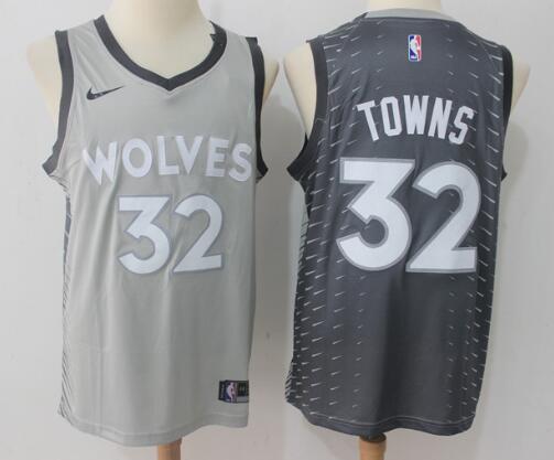 Nike Minnesota Timberwolves City Edition  Karl-Anthony Towns #32 gray mens basketball jersey