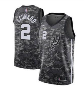 Mens New Nike San Antonio Spurs 2# Kawhi Leonard City Jerseys Gray