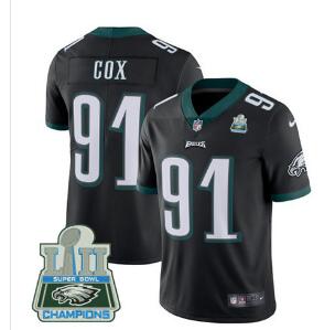 Nike Eagles #91 Fletcher Cox Black Alternate Super Bowl LII Champions Men's Stitched NFL Vapor Untouchable Limited Jersey