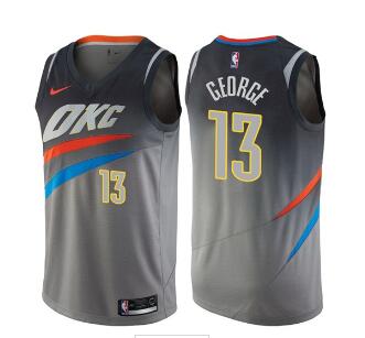 Nike Oklahoma City Thunder #13 Paul George Gray NBA Swingman City Edition Jersey