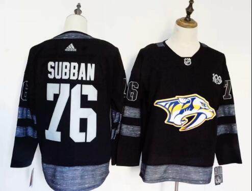 Predators #76 P.K Subban Black 1917-2017 100th Anniversary Stitched NHL Jersey