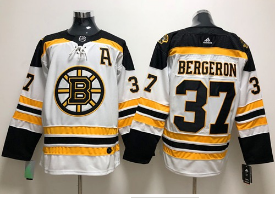Adidas Boston Bruins #37 Patrice Bergeron White Road Authentic Stitched Hockey Jersey