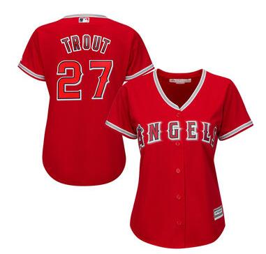 Women's Los Angeles Angels Mike Trout Majestic Scarlet Alternate Cool Base Player Jersey