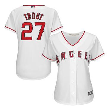 Women's Los Angeles Angels Mike Trout Majestic White Home Cool Base Player Jersey