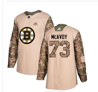 Adidas Bruins #73 Charlie McAvoy Camo Authentic 2017 Veterans Day Men Stitched NHL Jersey
