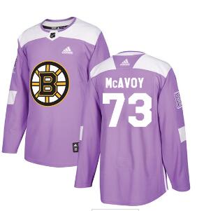 Adidas Bruins #73 Charlie McAvoy Purple Authentic Fights Cancer Men Stitched NHL Jersey