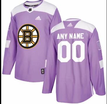 Adidas Bruins Blank Purple Fights Cancer Men Stitched Hockey Jersey Custom With Any Name and Number