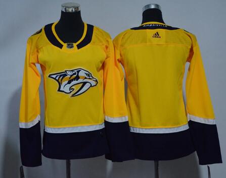 Adidas Women Nashville Predators Blank Yellow hockey jerseys