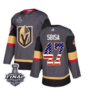 Adidas Golden Knights #47 Luca Sbisa Grey Home Authentic USA Flag 2018 Stanley Cup Final Stitched NHL Jersey