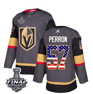 Adidas Golden Knights #57 David Perron Grey Home Authentic USA Flag 2018 Stanley Cup Final Stitched NHL Jersey