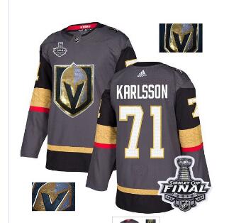 Adidas Golden Knights #71 William Karlsson Grey Home Authentic Fashion Gold 2018 Stanley Cup Final Stitched NHL Jersey